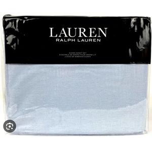 Brand New Ralph Lauren QUEEN size sheet set LITE BLUE flannel
